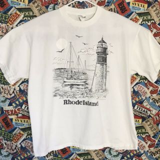 Vintage Y2k Rhode Island Retro Light House Ocean Boating T Shirt Sz Xl