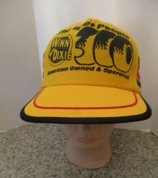 70 ' s - 80 ' s VTG WINN - DIXIE The Beef People 300 Yellow Stripe Trucker Ball Cap Hat 2