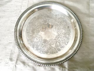 Vintage Wm Rogers Silver Plated 12 1/4 " Round Pierced Serving Tray Platter 871