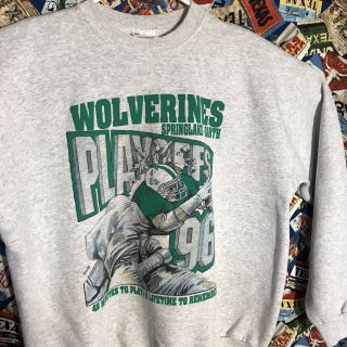 Vintage High School Football Wolverines 1996 Crewneck Sweatshirt Xl