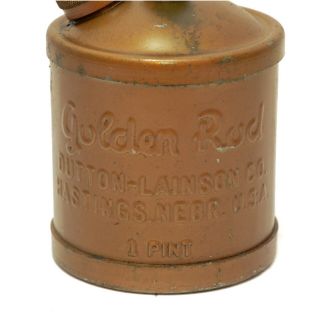 Vintage Golden Rod Dutton - Lainson Co.  1 Pint Oil Can Embossed Hastings Nebraska 3
