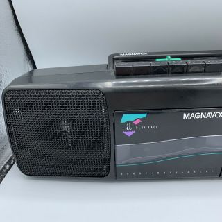 Vintage Magnavox Radio Dual Cassette Tape Recorder Player Boombox D8097 Neon 2