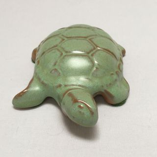 Vintage Frankoma Art Pottery Turtle Paperweight Figurine,  Prairie Green,  3