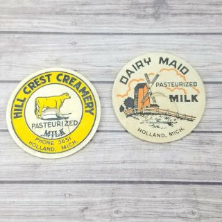 Milk Bottle Cap Pog Dairy Vintage Hillcrest Creamery Holland Michigan Dairy Made