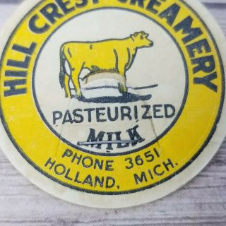 Milk Bottle Cap Pog Dairy Vintage Hillcrest creamery Holland Michigan dairy made 3