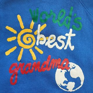 Vintage 90s Worlds Best Grandma Crewneck Sweatshirt Tultex Womens Xl Blue