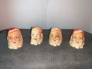 Vintage Christmas Candy Containers Wax Santa - Rare - W & F Mfg Co Set Of 4