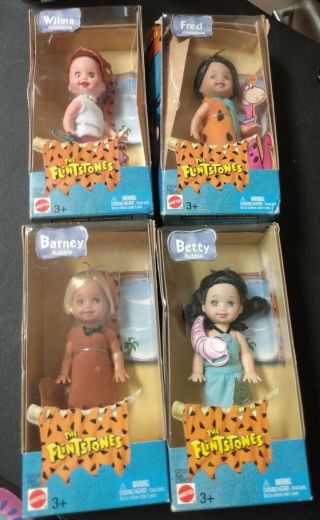 The Flintstones 2003 Kelly & Tommy As Fred & Wilma Barney & Betty Set Of 4 Boxes