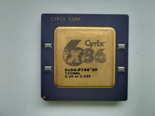 Cyrix 6x86 - P166,  Gp 133mhz 3.  3 Or 3.  52v Vintage Cpu,  Gold