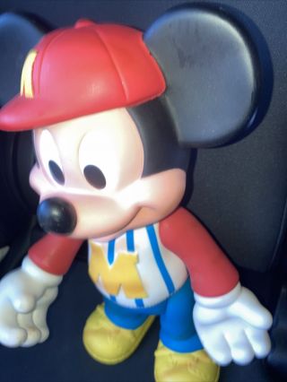 Vintage Rubber Plastic Mickey Mouse Baseball Posable Head Arms Legs 12” Toy Doll 2