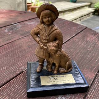 Vtg Vintage Cast Iron Buster Brown And Tige Dog Still Bank Coin 5 1/8 " Tall
