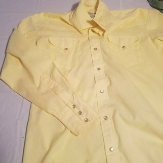 Vintage Mens H Bar C Pearl Snap Western Cowboy Shirt California Ranchwear Yellow