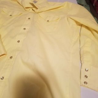 Vintage Mens H Bar C Pearl Snap Western Cowboy Shirt California Ranchwear Yellow 2
