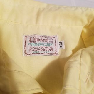 Vintage Mens H Bar C Pearl Snap Western Cowboy Shirt California Ranchwear Yellow 3