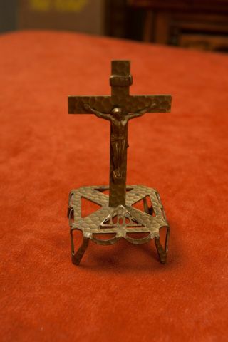 Ihs Crucifix Jesus On Cross Metal Hammerede Look (b3a) Inri 3 " Vintage