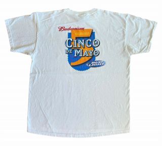 Vintage Budweiser Bud Light Beer Cinco De Mayo White T Shirt Size Xl