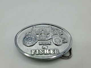 Vintage 3 1/8 " Gm General Motors Fisher Body By Fisher Belt Buckle