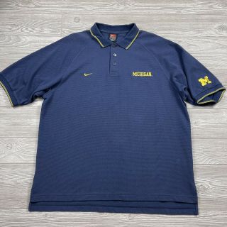 Vintage Nike Team Michigan Wolverines Polo Shirt Men 