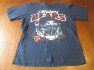 Vintage 90s 1996 Chicago Bears T - Shirt Navy Blue Size Xl True Fan