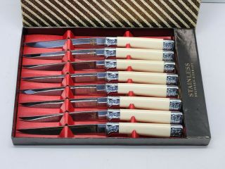 Vintage Robeson Ornate Steak Knives Solingen Germany Stainless 8 Piece Set