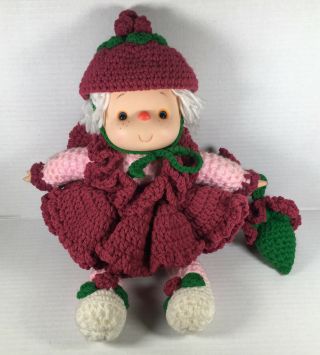 Vintage Strawberry Shortcake Friends " Raspberry " Handmade Crochet Doll