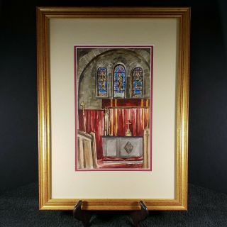Vintage Water Color By Vivian Snyder 1956 Church Cathedral Framed