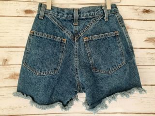 Vintage 80s 90s Denim Jean Shorts 4 High V Waist Cut Off Frayed Hem Festival Usa