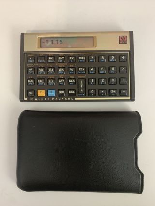 Vintage Hewlett Packard Hp 12c Financial Calculator With Sleeve Gold