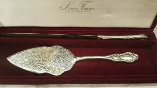 Vintage Silver Treasures By Godinger Silver Plate Cake Knife & Server Boxed Ec