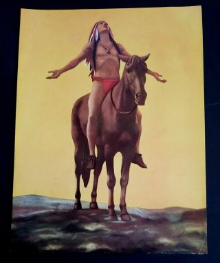Vintage Paper Print: Appeal To The Great Spirit - Native American On Horse 9x12