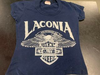 Vtg 80s 1986 Laconia Weirs Beach Bike Week Womens T Shirt Tagged Small