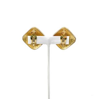 Erwin Pearl Vintage Earrings Modernist Design Gold Tone Clip On 2