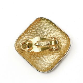 Erwin Pearl Vintage Earrings Modernist Design Gold Tone Clip On 3