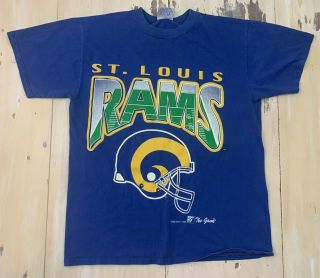 St Louis Rams - Vtg 1995 90s The Game Nfl Blue Los Angeles T - Shirt,  Mens Xl