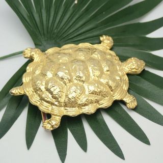 Large Vintage Mimi Di N 1973 Gold Tone Turtle Tortoise 3 3/4 " Belt Buckle 1973
