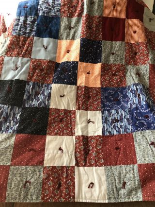 Vintage Handmade Patchwork Lap Quilt 43x44 " Return The Favor Blanket