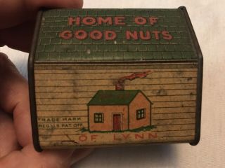 The Nut House Vintage Tin,  “home Of Good Nuts”,  Lynn,  Mass.