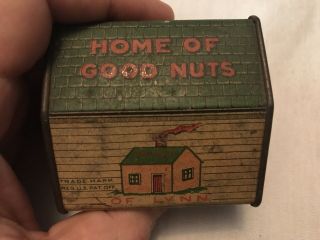 The Nut House vintage tin,  “Home of Good Nuts”,  Lynn,  Mass. 3