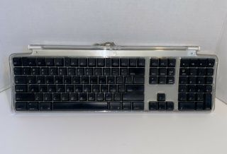 Vintage Apple Macintosh Pro Keyboard M7803 Clear W/black Keys 2 Usb Port 2000