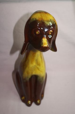 Vintage Blue Mountain Pottery ? - 14 " Dog - Brown & Yellow - Bmp Collectible Art