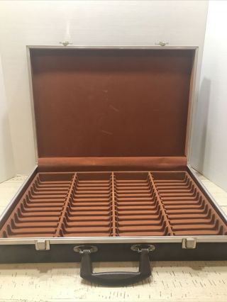 Vintage 30 Audio Cassette Tape Holder Storage Carry Case Brown Suitcase Vinyl