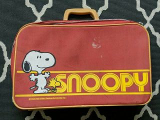 Rare Vintage 1965 Snoopy Woodstock Cartoon Character Kids Travel Bag Suitcase