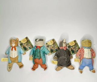 Vintage 1980 Wind In The Willows - Mole Toad Badger Mouse Toy Bean Bag Set