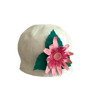 Vintage Rubber Multi - Color Flowers Swim Bathing Hat/cap