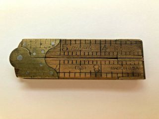 Vintage Lufkin No.  386 12 " Folding Boxwood Rule Caliper Ruler Jointed Brass Wood