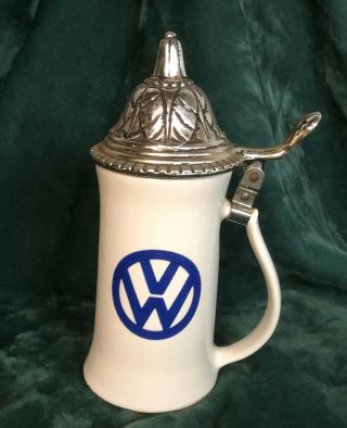 Vintage Nelson Mccoy Pottery Vw Volkswagen Beer Stein Tankard Hinged Lid
