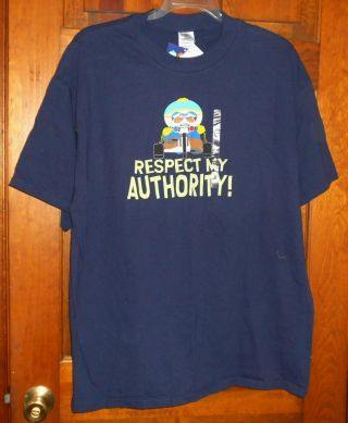 Vintage South Park Respect My Authority Cartman Cop T Shirt Sz Xl W/tags