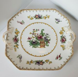 Vintage Spode Copeland Peplow Floral Pattern 9 " Square Cake Plate W/ Handles