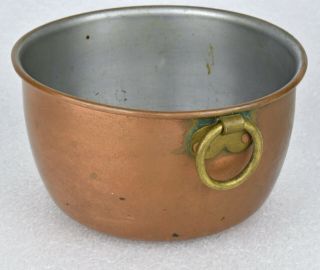 Vtg Revere Metal Ware Rome Ny Solid Copper Mixing Bowl W/ Brass Ring 1.  5 Qt 6 "