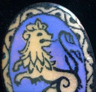 Vintage Lion Rampant Enamel On Copper Pin/brooch Attributed To Playbird Studio